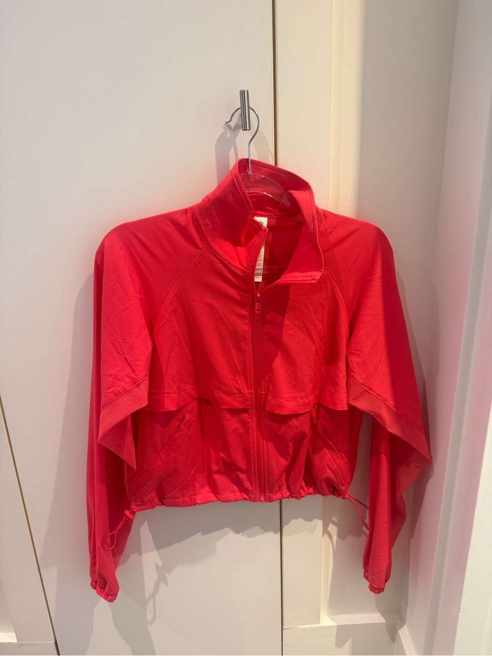 ALO Yoga Bright Red Cropped Bomber Jacket